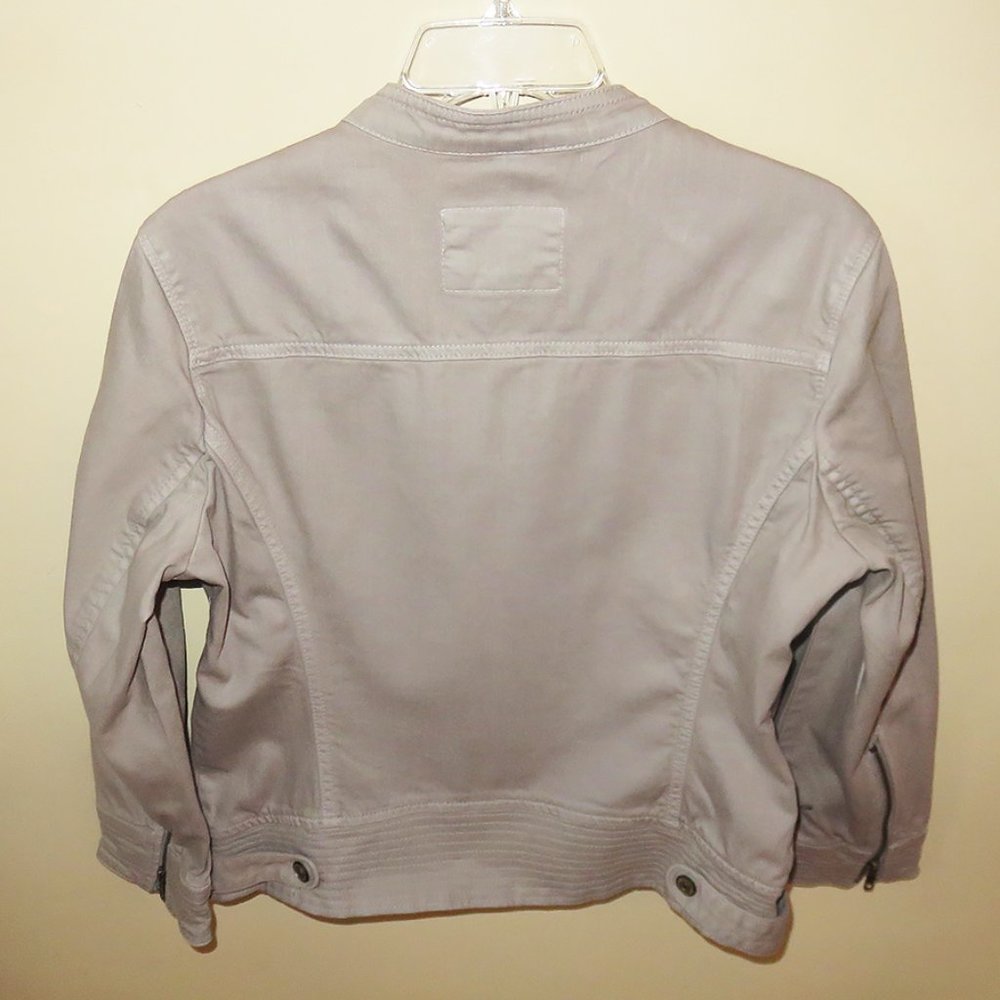 LOFT Khaki-colored Denim Jacket, Stretch, Sz 8 - Picture 5 of 7